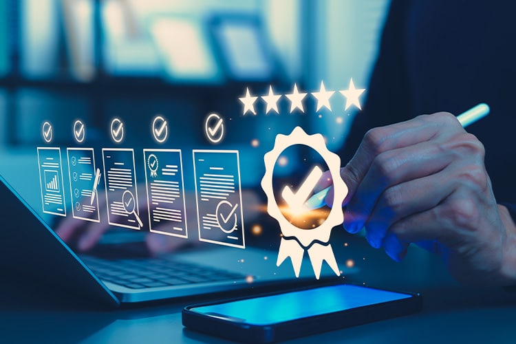 Forensic investigator analyzing corporate financial records manually